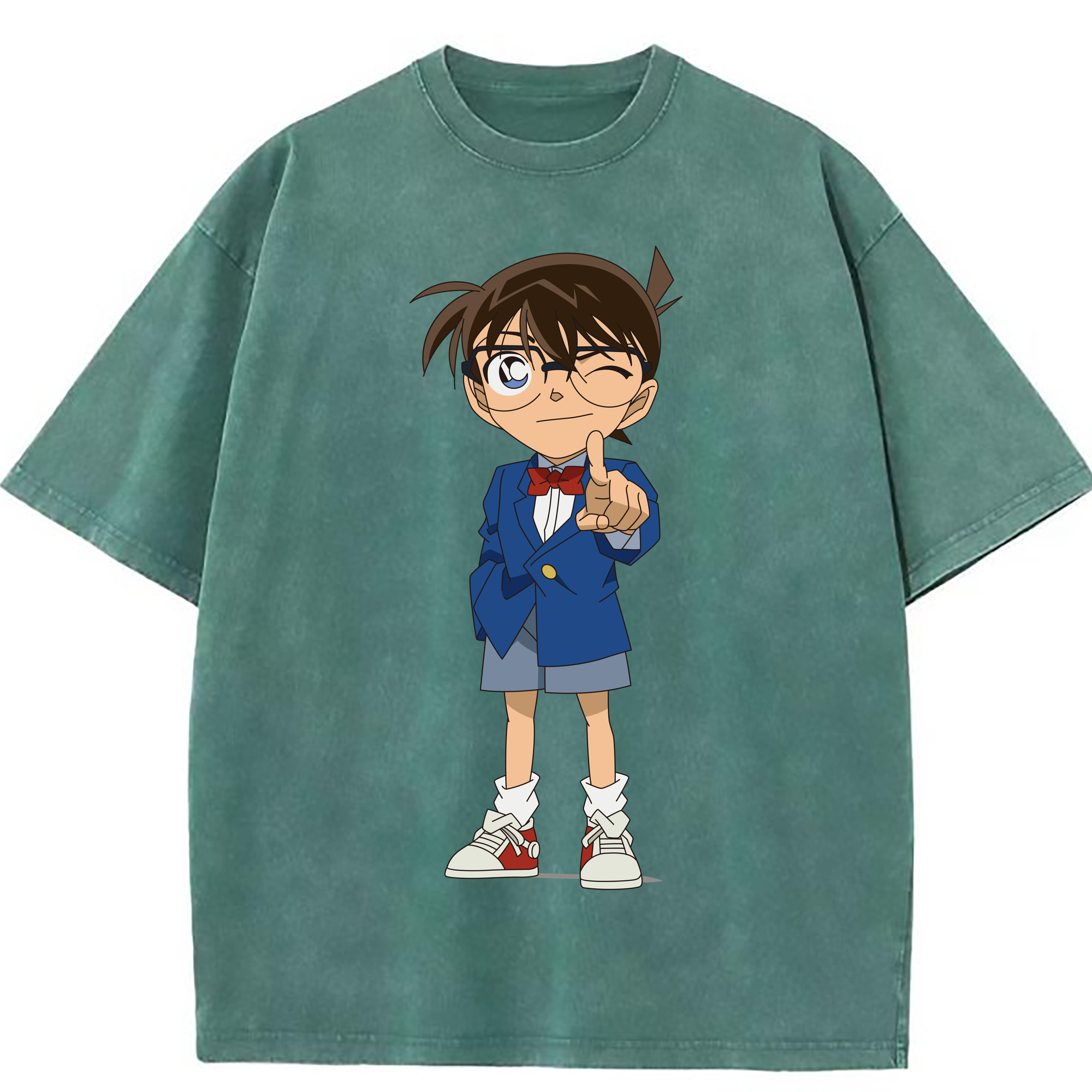 （画像用） 名探偵コナン 江戸川 コナン Detective Conan Conan Edogawa 綿100% ヴィンテージ風 半袖Tシャツ（フロントプリント）